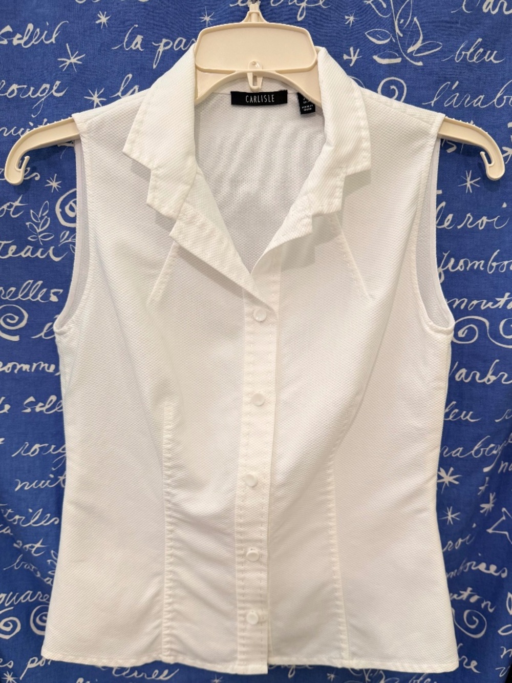 Carlisle Cotton Piqué Sleeveless Button-Up. Tailored. SZ 0 Tenniscore